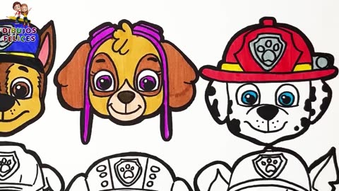 Dibuja y Colorea A Las Personajes de La Patrulla Canina 🐾🐶👮🎀🚒👷♻️🌊🌈 Dibujos Para Niños