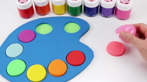 DIY How to Make Rainbow Art Palette and Color Brush with Play Doh