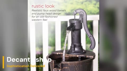 Rustic Charm 40″ Three-Tier Barrel Water Fountain for Outdoor Decor