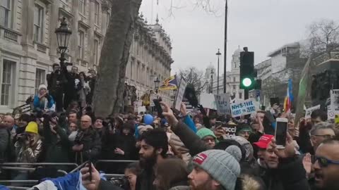 Amazing scenes as NHS workers throw uniforms at 10 Downing Street in protest at vaccine mandate
