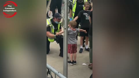 Canadian Parliamentary Police have young children spread arms/legs to be scanned by metal detectors