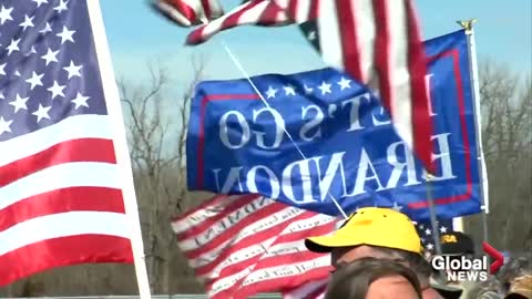 US trucker convoy on its way to Washington_ DC to protest COVID-19 mandates