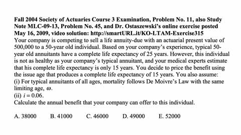 Exam LTAM exercise for May 19, 2021