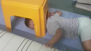 Little Kid Gets Head Stuck in Stool
