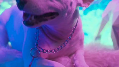 Video of Dog Under Neon Lights
