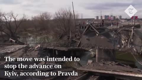 Ukrainian armed forces 'blow up bridge to stop Russia's advance on Kyiv'