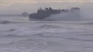 Weird Navy Hovercraft thing Looking For Chinese Spy Balloon Wreckage on Myrtle Beach