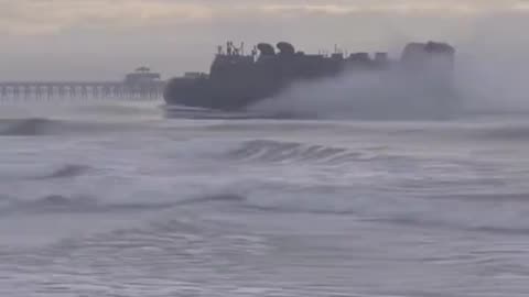 Weird Navy Hovercraft thing Looking For Chinese Spy Balloon Wreckage on Myrtle Beach