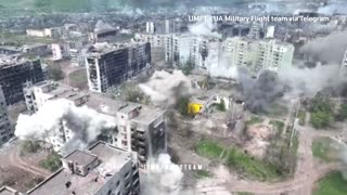 Drone shows artillery pounding devastated Bakhmut