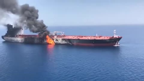 Aerial Footage: One of the oil tankers targeted in the Sea of Oman (2019)