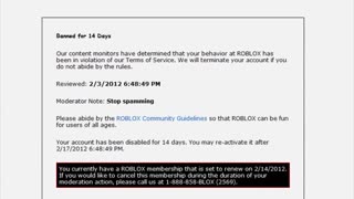 GETTING BANNED FOR SPAMMING ROBLOX!