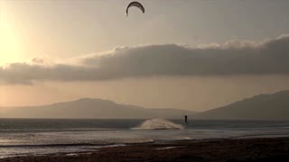 High-flying kiteboarders soar over Spanish coast