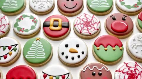 10 EASY CIRCLE CHRISTMAS COOKIES _ Santa, Snowman, Rudolf, Tree, Snowflake, Wreath, Elf, Gingerbread