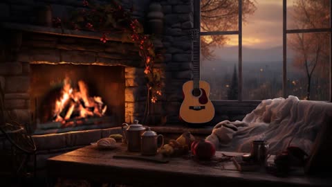 Autumn Ambience - Cozy Place, Guitar Music, Rainy day, Peaceful Vibes, Inner Piece, Autumn Leaves