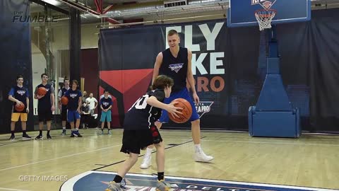 Kid Schools Knicks Rookie Kristaps Porzingis, Dabs on Him