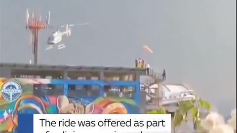 Helicopter crashes in Medellin, Colombia, moments after take-off from a high-rise building