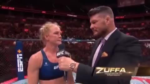 Holly Holm speaks out against the sexualization of our children in her UFC post fight interview after she won her fight.