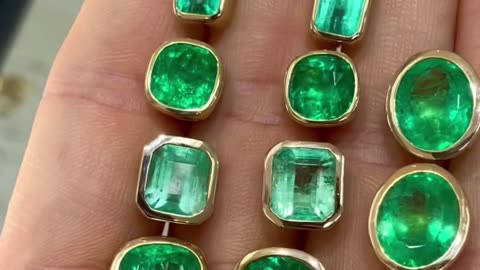 Cushion, Oval, Asscher or Emerald Cut stud bezel natural emerald stud statement earrings 18K