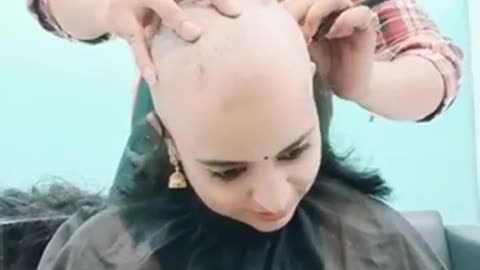 Haryanvi Girl Headshave __ Hair Donation __ Bald By her Choice