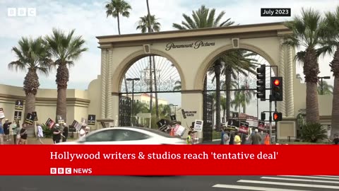 Hollywood writers in deal to end US studio strike - BBC News