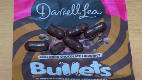 Darrell Lea Dark Chocolate Liquorice Bullets Packshot vs Product