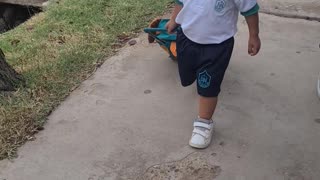 Tiny Twins Walk to Their First Day of School