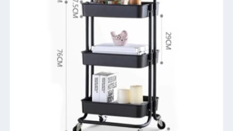 Storage Trolley Cart - 3 Tier Rolling Utility Organizer Rack, Craft Art Cart, Multi-Purpose Organize