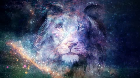 Cosmic Lion Head Background
