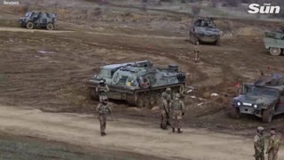 Joint NATO battlegroup carry out tank military drills in Bulgaria