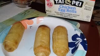 Eating Tai Pei Chicken Egg Rolls, Dbn, MI, 2/21/24