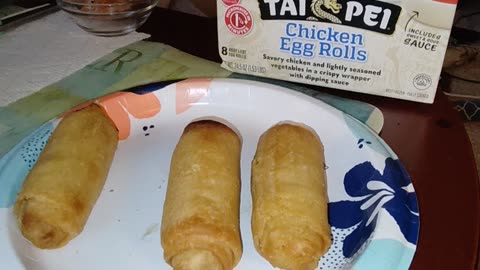 Eating Tai Pei Chicken Egg Rolls, Dbn, MI, 2/21/24