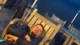 Man Falls Through Broken Chair