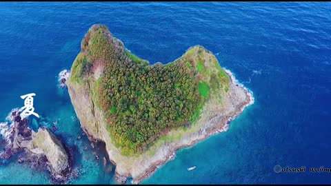 A heart-shaped island in the middle of the sea through the seasons is so special