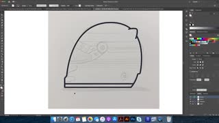 Illustrator how to draw an F1 racing helmet part 2.