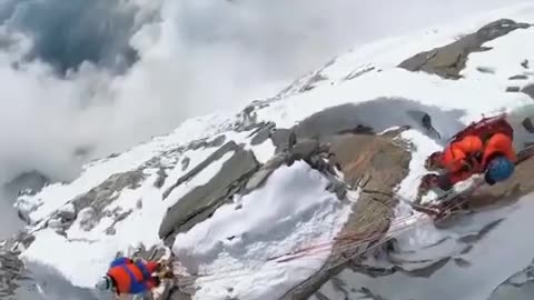 Bird's-eye view of the south west ridge of Ama Dablam mountain, Himalayas.