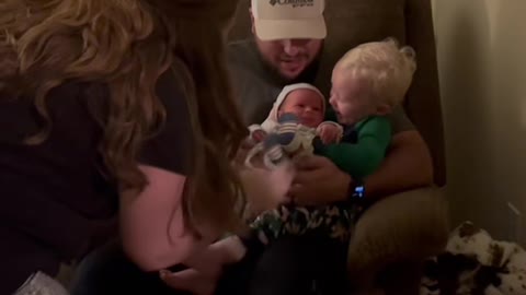 2-Year-Old Boy Meets Baby Brother