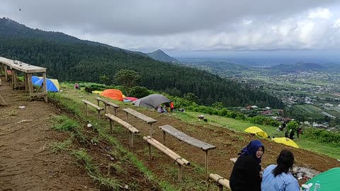 The atmosphere of the peak of Mount Lawu