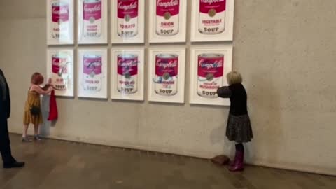 Climate protesters glue hands to Andy Warhol’s Campbell’s Soup Cans artwork