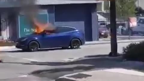 La Tesla si spegne, prende fuoco e intrappola l'autista all'interno, tutto bloccato.