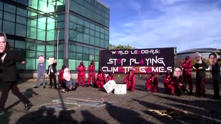 'Squid Games'-inspired protest outside climate summit