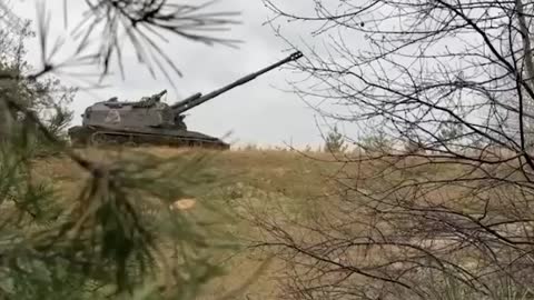 Russian Мsта-S self-propelled howitzer somewhere in Ukraine.
