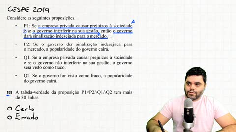 ✔️ QUESTÕES DE CONCURSO PÚBLICO sobre Tabela Verdade Curso de RLM Aula 12