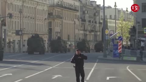 Military vehicles roll towards Moscow's Red Square ahead of Victory Day parade