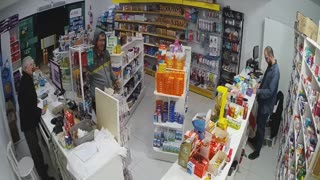 Customer Knocks Over Medication Then Falls to the Floor
