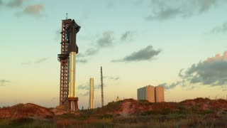 SpaceX Doublestack, Starbase, Texas with Sunset - 10/15/2022