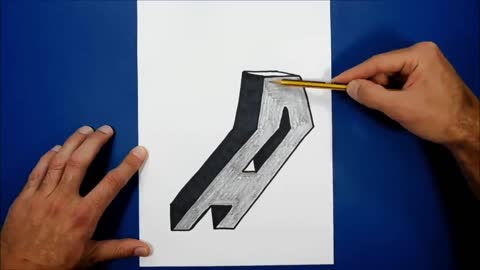 3D Trick Art on Paper, Letter A with Graphite Pencil