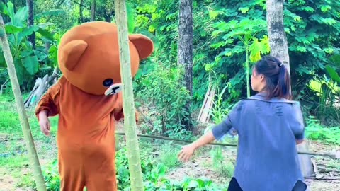 The brown bear guy now goes to the garden in part 103