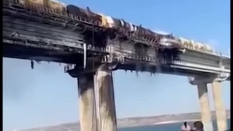 WATCH: Collapsed portion of Crimea-Russia bridge fell into water with train line damaged