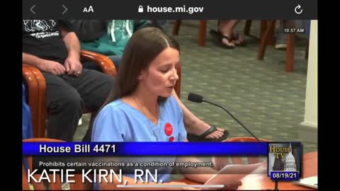 Katie Kirn, RN testimony on Michigan HB 4471 8/19/21