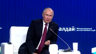 Russian President Vladimir Putin speaks at a think tank event